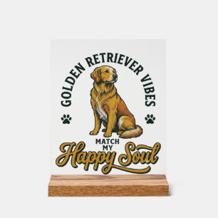 Panneau En Acrylique Chemise Golden Retriever Gravure Vintage Amoureux
