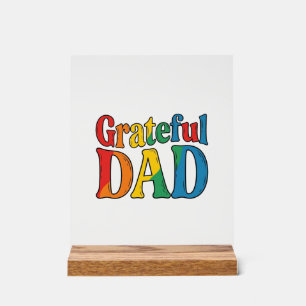 Panneau En Acrylique Chemise Grateful Dad Vintage Rainbow Typography_1