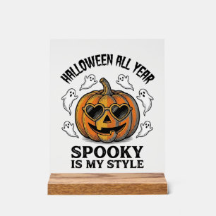 Panneau En Acrylique Chemise gravée fantôme citrouille Halloween vintag