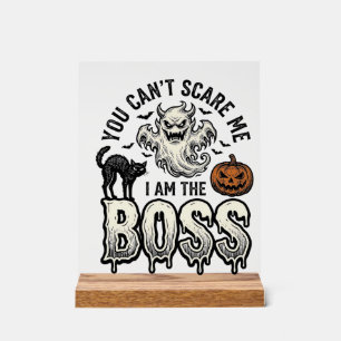 Panneau En Acrylique Chemise Halloween Boss Ghost Gravure Vintage Desig