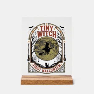 Panneau En Acrylique Chemise Halloween de sorcière bébé pour la premièr