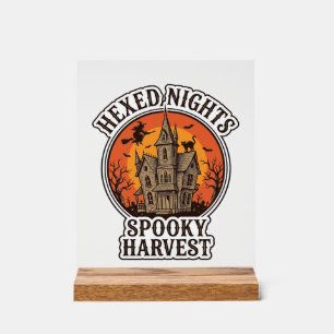 Panneau En Acrylique Chemise Halloween Maison Hantée Gravure Vintage De