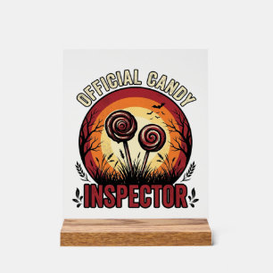 Panneau En Acrylique Chemise Halloween Vintage Inspecteur de Bonbons Of