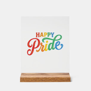 Panneau En Acrylique Chemise Happy Pride Vintage Rainbow Typography_1
