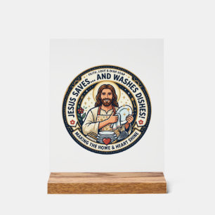 Panneau En Acrylique Chemise Humoristique Corvées de Lessive Jésus Grap