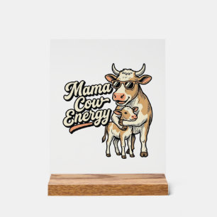 Panneau En Acrylique Chemise Mama Cow pour les mamans de la ferme de ca