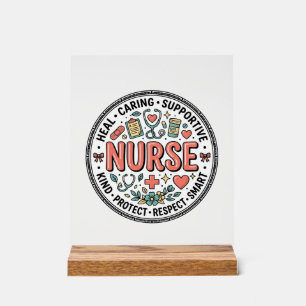 Panneau En Acrylique Chemise médicale florale vintage pour l'appréciati