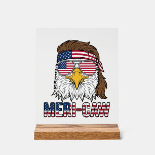 Panneau En Acrylique Chemise Meri-Caw Aigle Patriotique Gravure Vintage