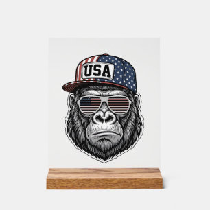 Panneau En Acrylique Chemise patriotique avec gravure vintage de gorill
