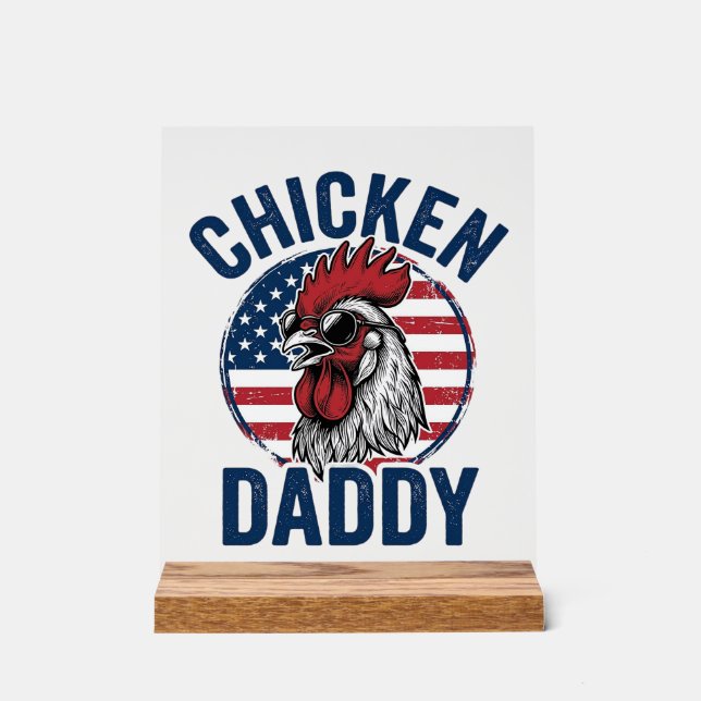 Panneau En Acrylique Chemise patriotique vintage Coq Papa Poulet Desi (Recto)