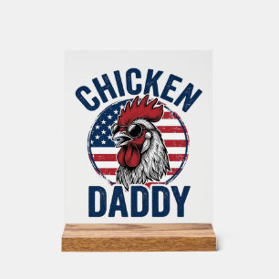 Panneau En Acrylique Chemise patriotique vintage Coq Papa Poulet Desi