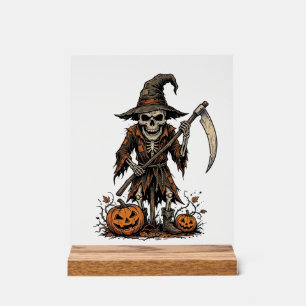 Panneau En Acrylique Chemise squelette épouvantail citrouille Halloween