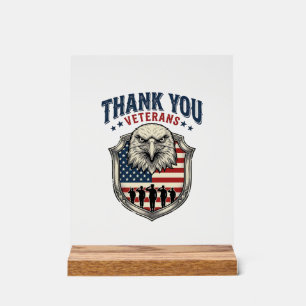 Panneau En Acrylique Chemise Thank You Veterans Patriotic Eagle Shield_