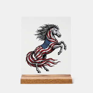 Panneau En Acrylique Chemise vectorielle de cheval cabré patriotique vi