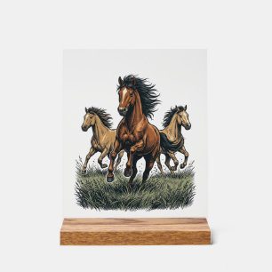 Panneau En Acrylique Chemise vectorielle occidentale de chevaux sauvage