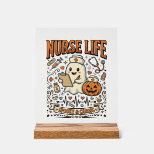Panneau En Acrylique Chemise vintage citrouille fantôme Halloween Nurse