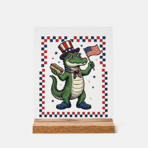 Panneau En Acrylique Chemise vintage drapeau de hot dog d'alligator pat