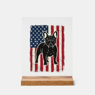 Panneau En Acrylique Chemise vintage drapeau patriotique Bouledogue Fra