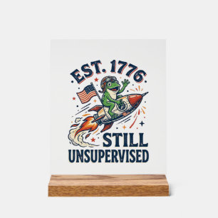 Panneau En Acrylique Chemise Vintage Frog Rocket Est 1776 Non Supervisé