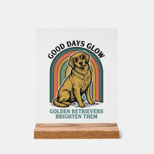 Panneau En Acrylique Chemise Vintage Golden Retriever Gravure Rétro Chi