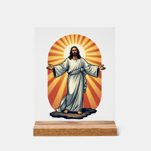 Panneau En Acrylique Chemise vintage gravure Rays Christ ressuscité