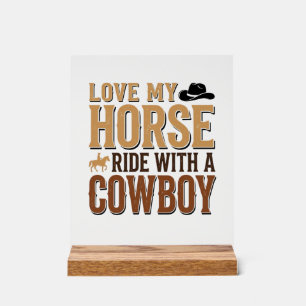 Panneau En Acrylique Chemise Vintage Western Cheval et Citation Cowboy