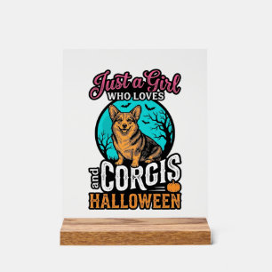 Panneau En Acrylique Chemises à gravure vintage Corgis et fille d'Hallo
