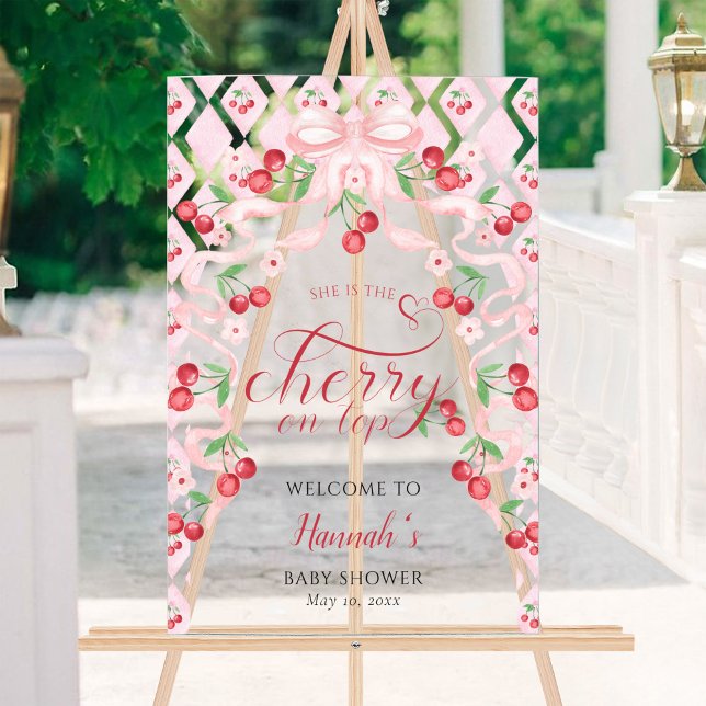 Panneau En Acrylique Chercher sur le Baby shower en bois rose Accueil (Créateur téléchargé)