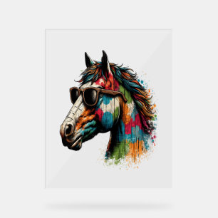 Panneau En Acrylique Cheval coloré occidental Vintage rétro