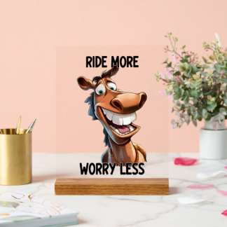 Panneau En Acrylique cheval cool plus d'inquiétude moins d'art des mots