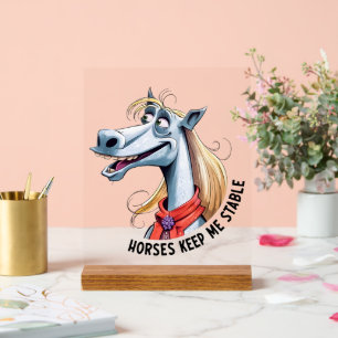 Panneau En Acrylique Cheval drôle stable art des mots