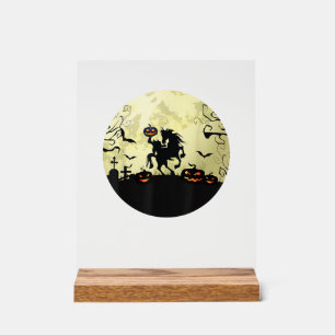 Panneau En Acrylique cheval halloween cavalier sans tête Citrouille et 