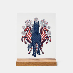 Panneau En Acrylique Chevaux patriotiques Conception vectorielle de feu