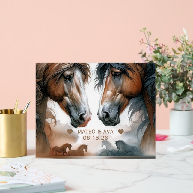 Panneau En Acrylique Chevaux spéciaux Mariage Brown (Mariage)