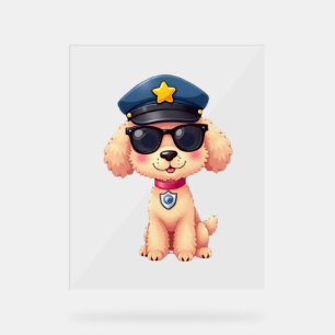 Panneau En Acrylique Chibi Anime Police Poodle Chien