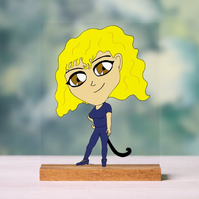 Panneau En Acrylique Chibi avec un chat comme une queue (Neutre)