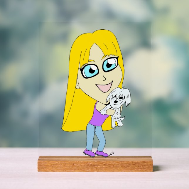 Panneau En Acrylique Chibi avec un chiot (Neutre)