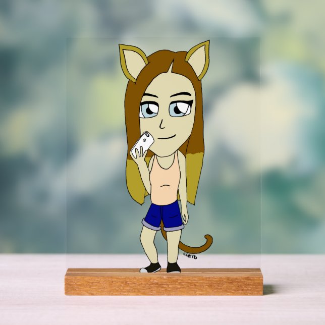 Panneau En Acrylique Chibi Chatte Fille (Neutre)