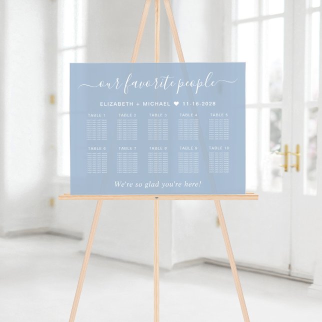 Panneau En Acrylique Chic 10 Table Dusty Blue Mariage Siège (Créateur téléchargé)