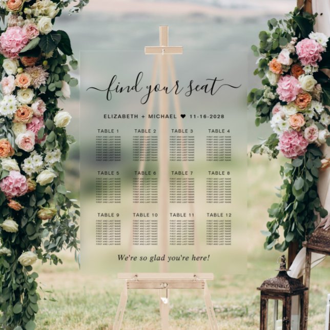 Panneau En Acrylique Chic 12 Table Mariage Siège Clair (Créateur téléchargé)