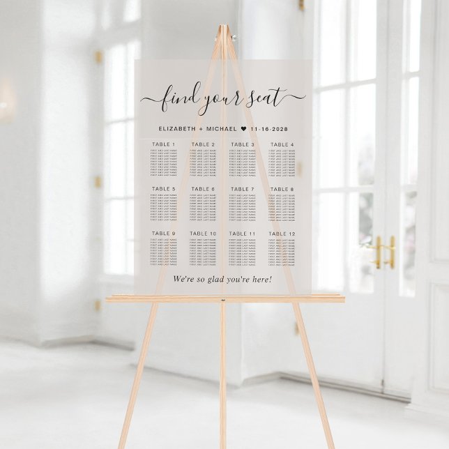 Panneau En Acrylique Chic 12 Table Taupe Mariage Siège Frosted (Créateur téléchargé)