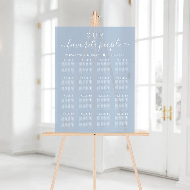 Panneau En Acrylique Chic 16 Table Dusty Blue Mariage Siège Frosted (Créateur téléchargé)