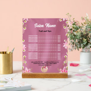 Panneau En Acrylique Chic Beauty Nail Salon Prix menu