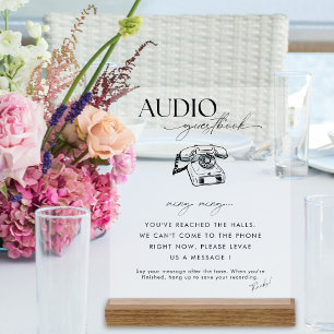 Panneau En Acrylique Chic Calligraphy Mariage Téléphone Audio Livre d'o
