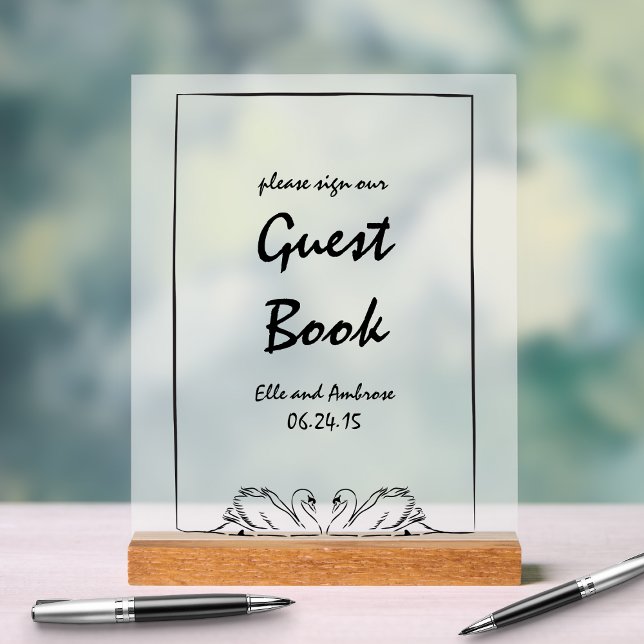 Panneau En Acrylique Chic cygne moderne S'il vous plaît signer notre li (Créateur téléchargé)