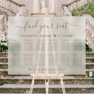 Panneau En Acrylique Chic Gold Script 12 Mariage table Siège givré