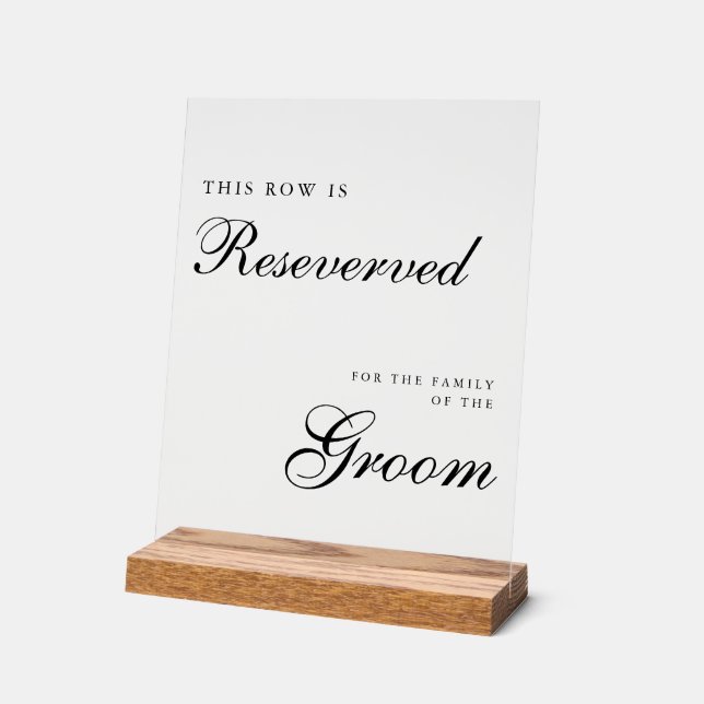 Panneau En Acrylique Chic Modern Wedding Reserved Sign (Angle)
