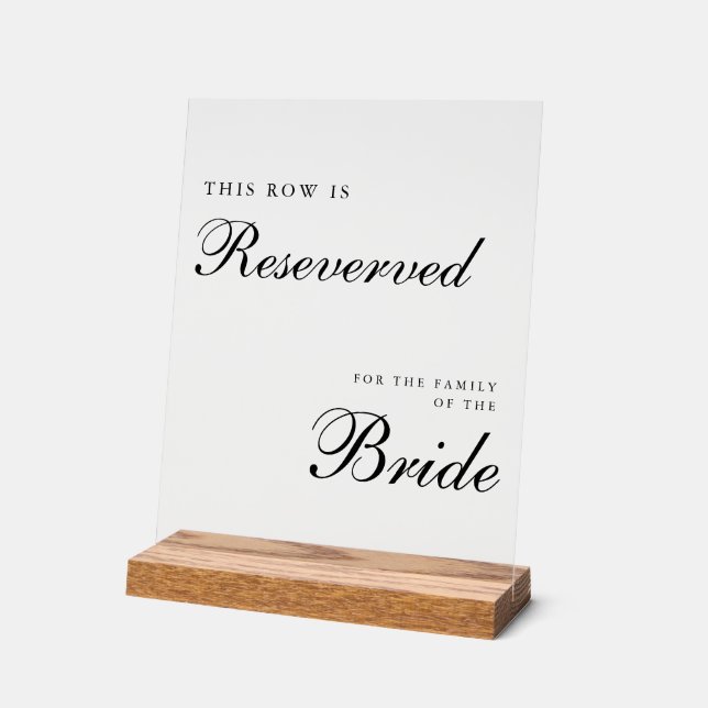 Panneau En Acrylique Chic Modern Wedding Reserved Sign (Angle)