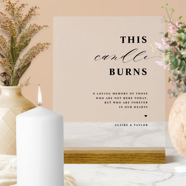 Panneau En Acrylique Chic This Candle Burns, In Memory Wedding Frosted (Créateur téléchargé)