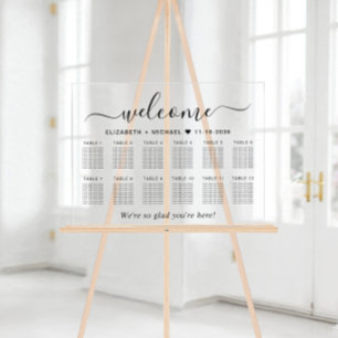 Panneau En Acrylique Chic Welcome 12 Table Mariage Siège